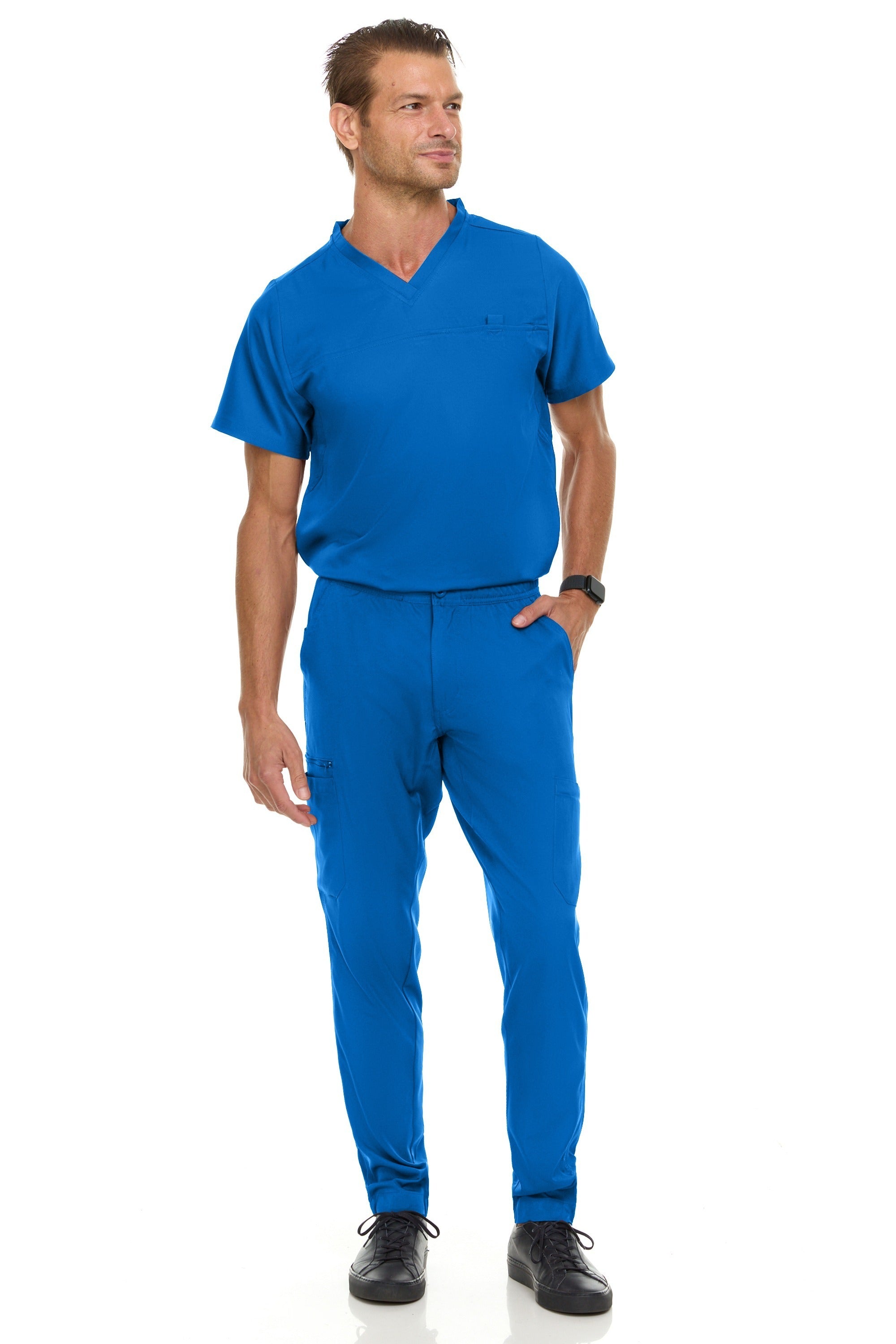 Men's V-Neck Scrub Set – Tuck-In Top & Straight Leg Pants – Taylor