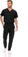 Men's Stretch Scrub Set – V-Neck Top & 7-Pocket Pants with Yoga Waistband