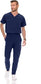 Men's Stretch Scrub Set – V-Neck Top & 7-Pocket Pants with Yoga Waistband