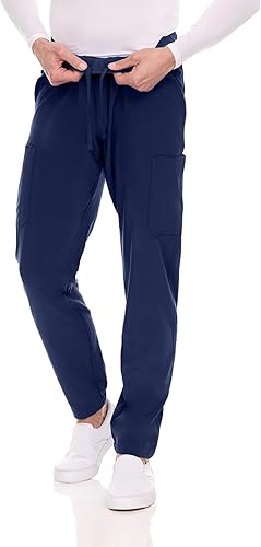 Men's Stretch Scrub Set – V-Neck Top & 7-Pocket Pants with Yoga Waistband
