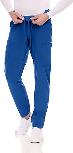 Men's Stretch Scrub Set – V-Neck Top & 7-Pocket Pants with Yoga Waistband