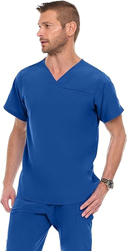 Men's Stretch Scrub Set – V-Neck Top & 7-Pocket Pants with Yoga Waistband