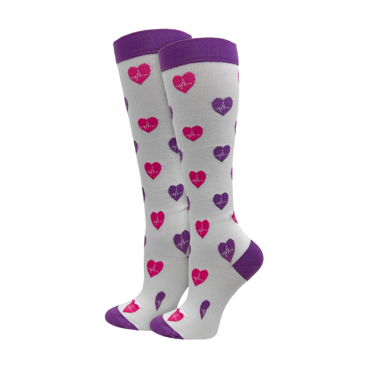 Think Medical EKG Hearts Compression Knee High (Regular) - view 1
