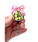 Pickle Jar with Pink Coquette Bow Acrylic Badge Reel