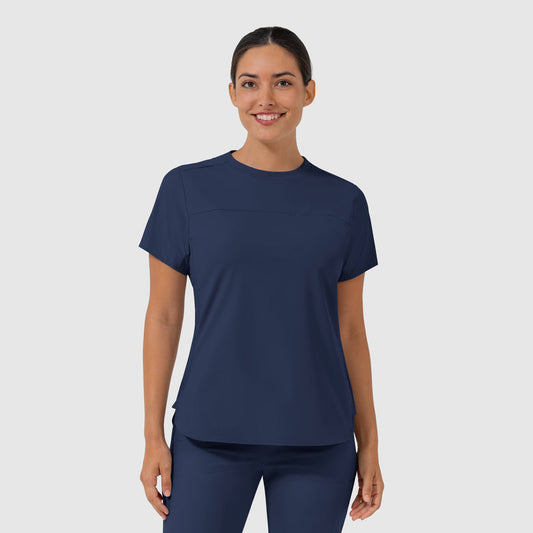 Wink AURA Women's Captivate Crew Neck Tuck-In Scrub Top in Navy