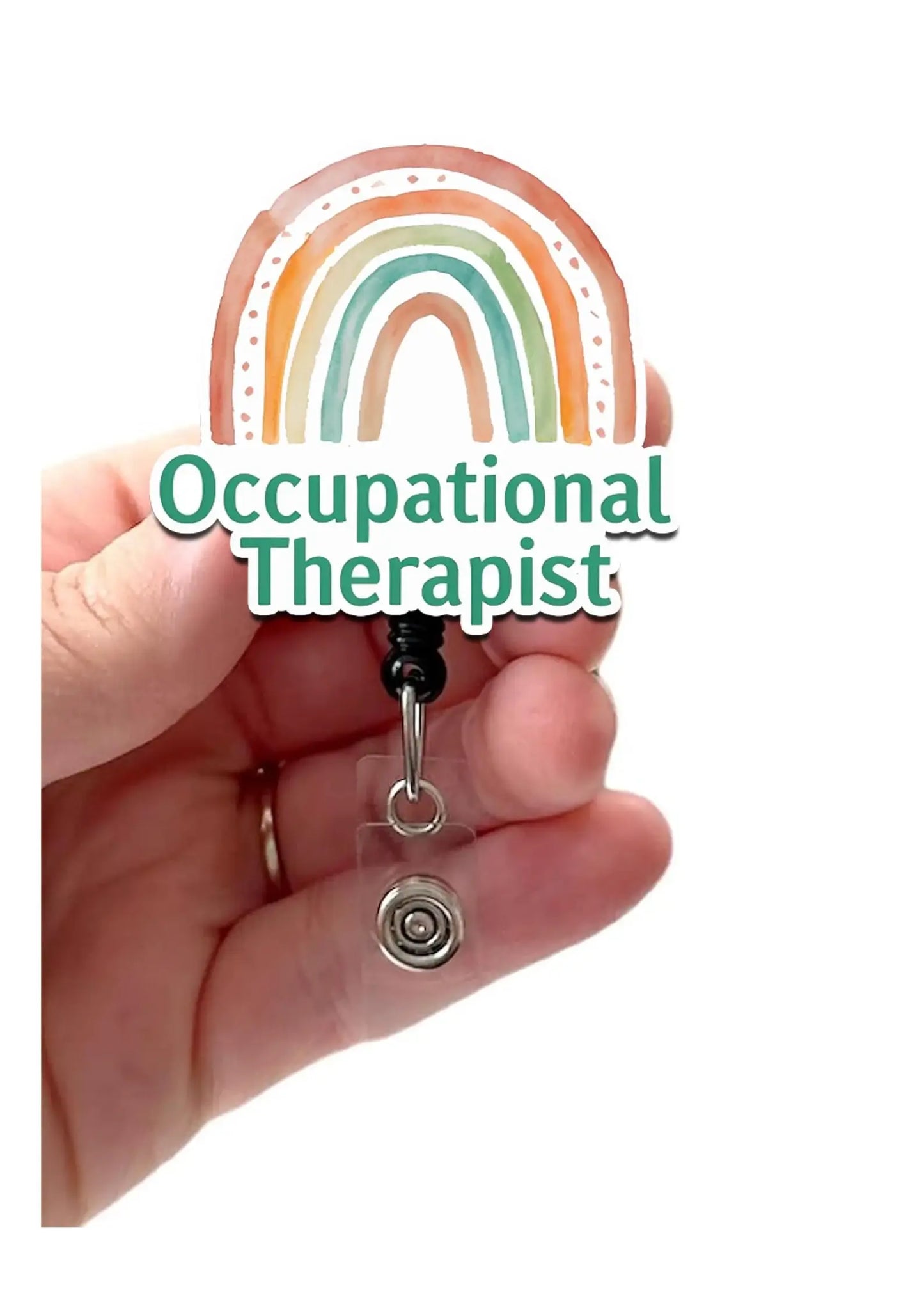 Occupational Therapist Rainbow Acrylic Retractble Badge Reel